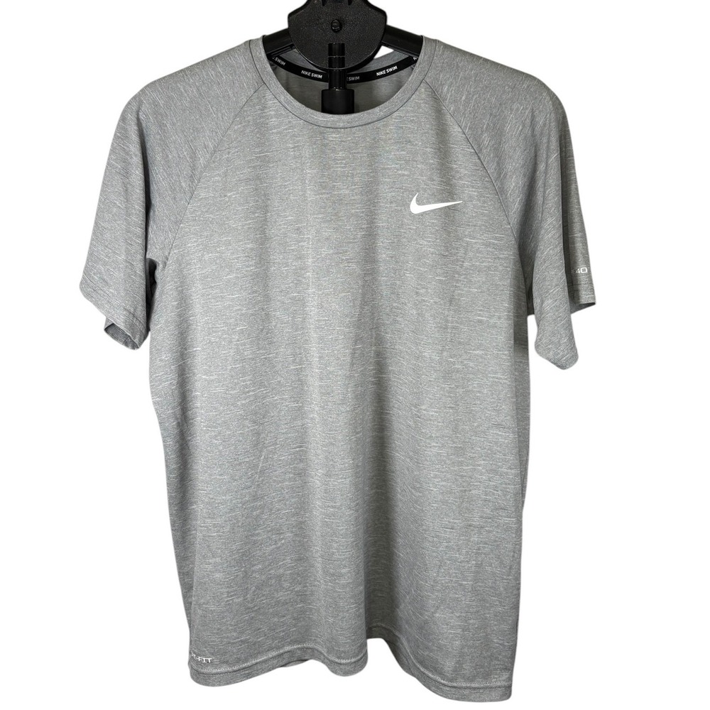 Nike Swim Dri-FIT Heather Grey UPF 40+ Rash Guard Mens Large